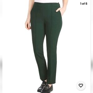 NWT Hilary Radley Women's Pintuck Pull-On Pants Green(Deep Emerald) L